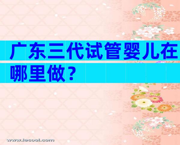广东三代试管婴儿在哪里做？