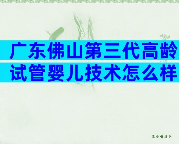 广东佛山第三代高龄试管婴儿技术怎么样？