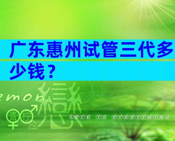 广东惠州试管三代多少钱？