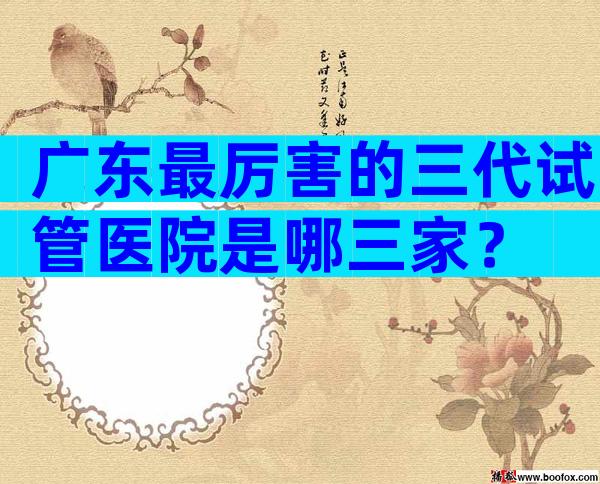 广东最厉害的三代试管医院是哪三家？