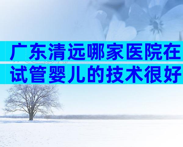 广东清远哪家医院在试管婴儿的技术很好？听过来人怎么说
