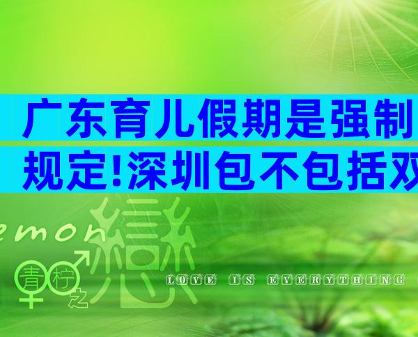 广东育儿假期是强制规定!深圳包不包括双休日这均有答复