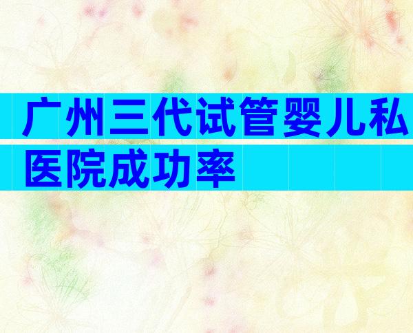 广州三代试管婴儿私医院成功率