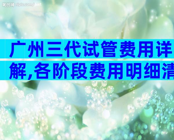 广州三代试管费用详解,各阶段费用明细清单