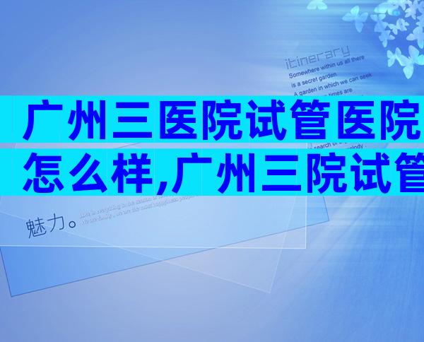 广州三医院试管医院怎么样,广州三院试管的成功率