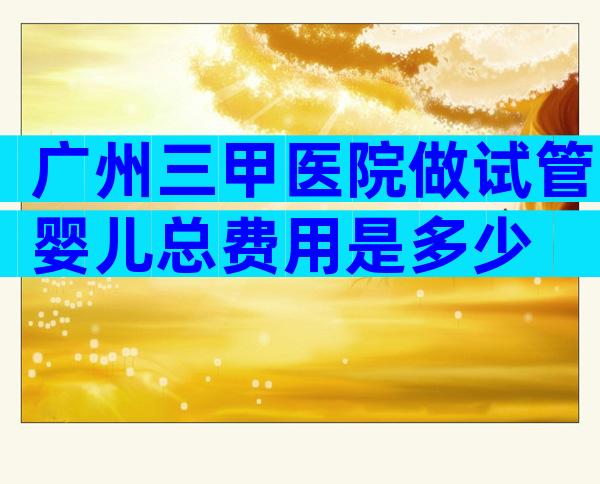 广州三甲医院做试管婴儿总费用是多少