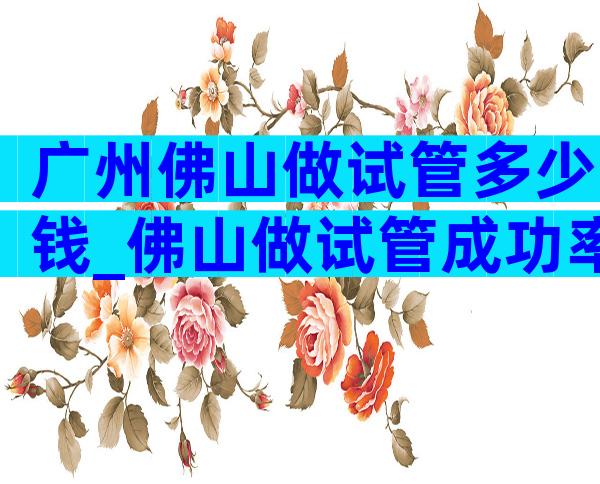 广州佛山做试管多少钱_佛山做试管成功率比较高的医院