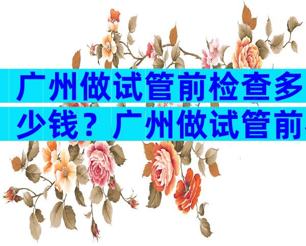 广州做试管前检查多少钱？广州做试管前检查多少钱左右？