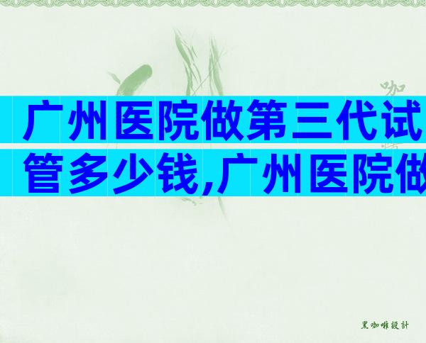 广州医院做第三代试管多少钱,广州医院做第三代试管多少钱啊