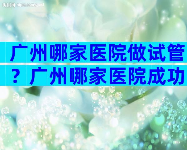 广州哪家医院做试管？广州哪家医院成功率高？
