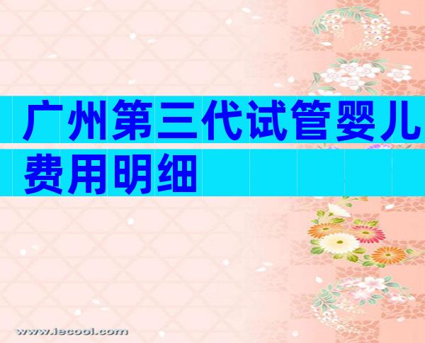广州第三代试管婴儿费用明细