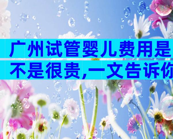 广州试管婴儿费用是不是很贵,一文告诉你钱都花在了哪里