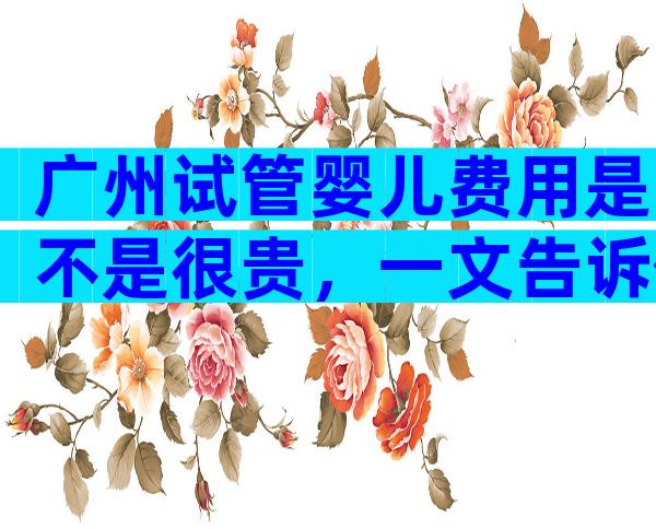 广州试管婴儿费用是不是很贵，一文告诉你钱都花在了哪里