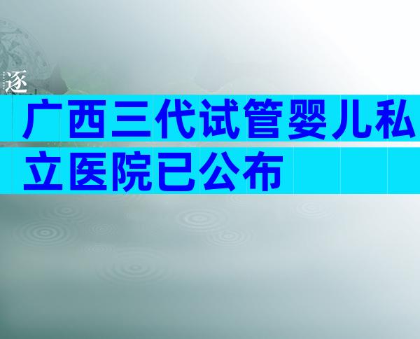 广西三代试管婴儿私立医院已公布