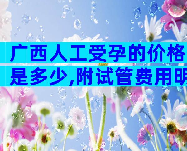 广西人工受孕的价格是多少,附试管费用明细