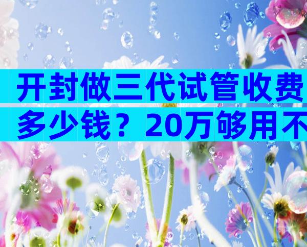 开封做三代试管收费多少钱？20万够用不？