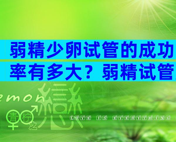 弱精少卵试管的成功率有多大？弱精试管成功率高吗？