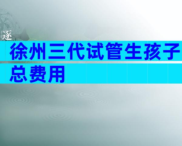 徐州三代试管生孩子总费用