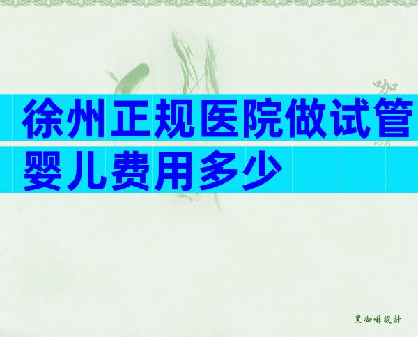 徐州正规医院做试管婴儿费用多少