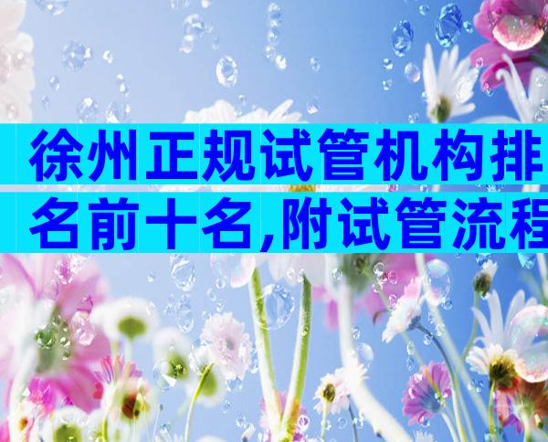徐州正规试管机构排名前十名,附试管流程