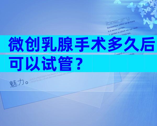 微创乳腺手术多久后可以试管？