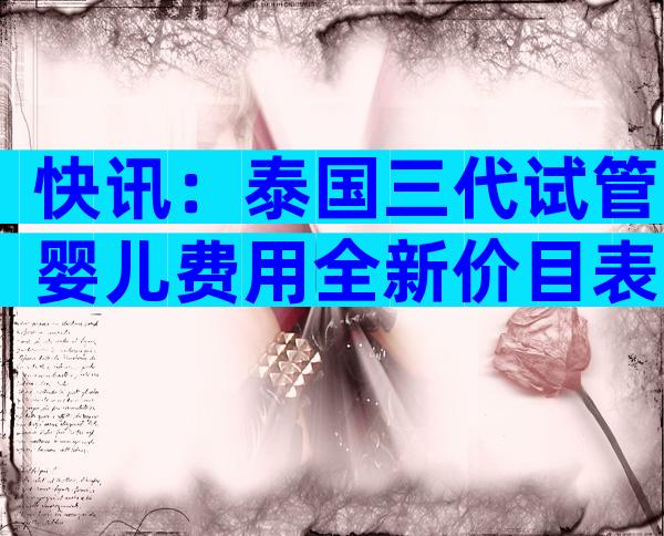 快讯：泰国三代试管婴儿费用全新价目表！