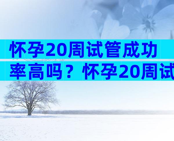 怀孕20周试管成功率高吗？怀孕20周试管成功率高吗？