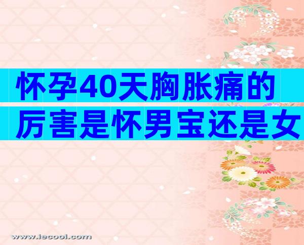 怀孕40天胸胀痛的厉害是怀男宝还是女宝？