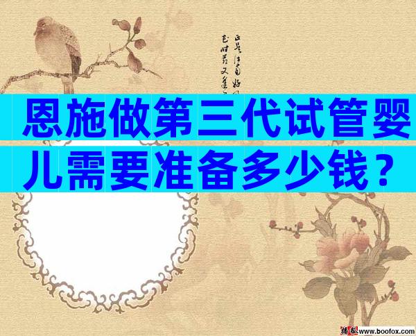 恩施做第三代试管婴儿需要准备多少钱？