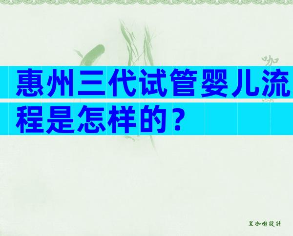 惠州三代试管婴儿流程是怎样的？