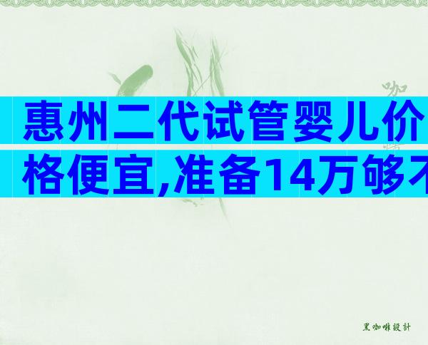惠州二代试管婴儿价格便宜,准备14万够不够