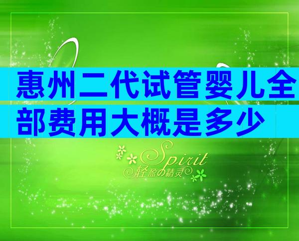 惠州二代试管婴儿全部费用大概是多少