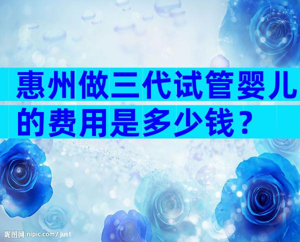 惠州做三代试管婴儿的费用是多少钱？