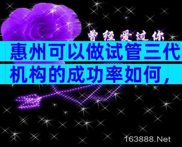 惠州可以做试管三代机构的成功率如何，试管攻略有吗？