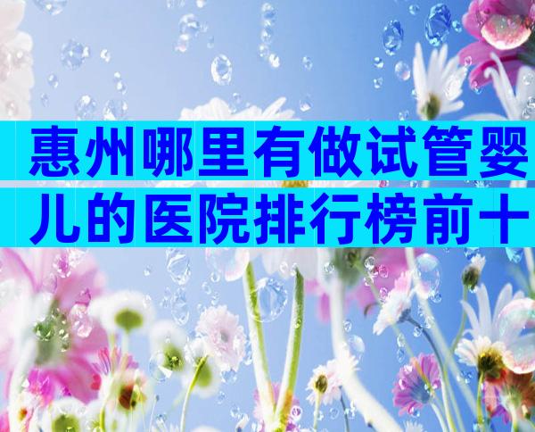 惠州哪里有做试管婴儿的医院排行榜前十