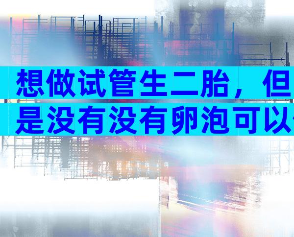 想做试管生二胎，但是没有没有卵泡可以做吗？