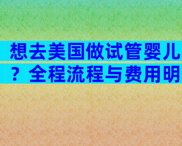 想去美国做试管婴儿？全程流程与费用明细，30天开启精英医疗之旅