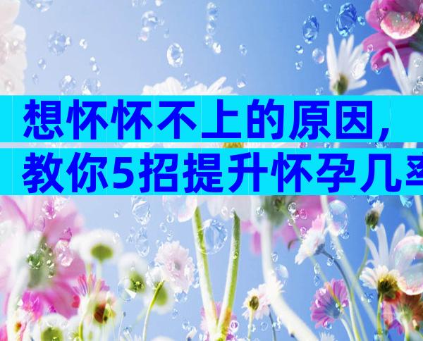 想怀怀不上的原因,教你5招提升怀孕几率的技巧