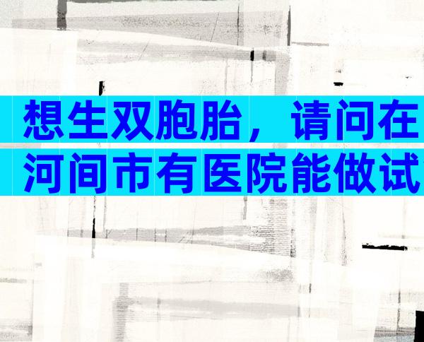想生双胞胎，请问在河间市有医院能做试管婴儿吗？