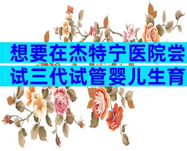想要在杰特宁医院尝试三代试管婴儿生育？先了解这些条件！