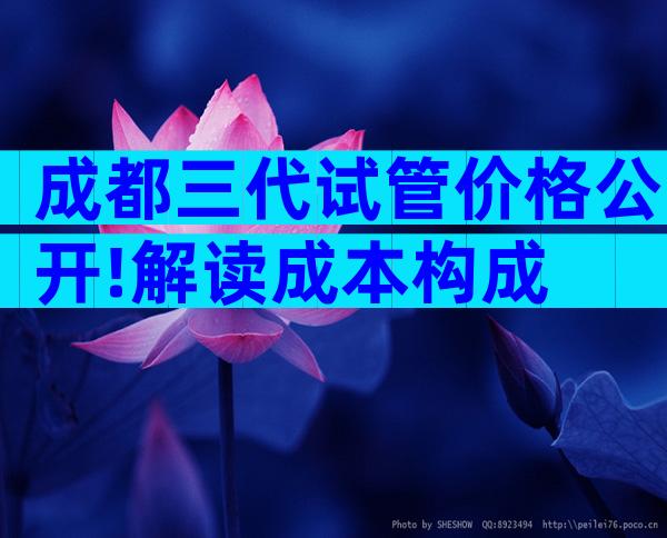 成都三代试管价格公开!解读成本构成