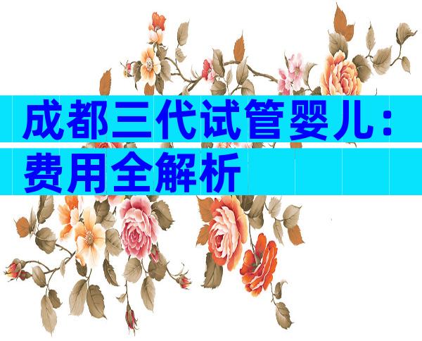 成都三代试管婴儿：费用全解析