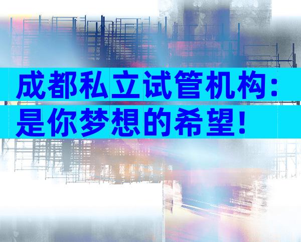 成都私立试管机构:是你梦想的希望!