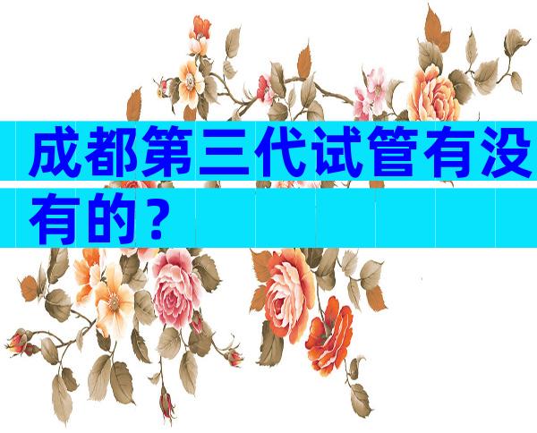 成都第三代试管有没有的？