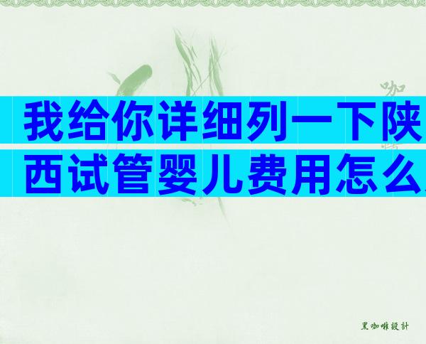 我给你详细列一下陕西试管婴儿费用怎么走医保。