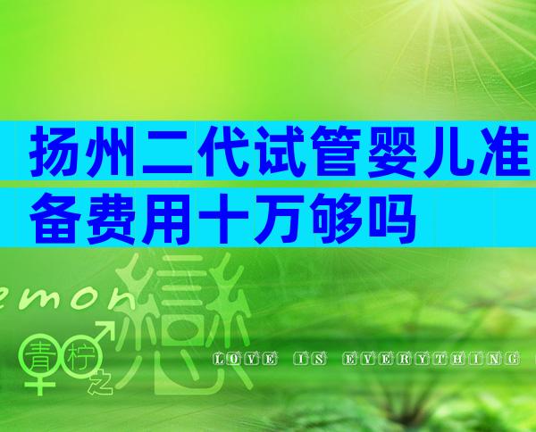 扬州二代试管婴儿准备费用十万够吗