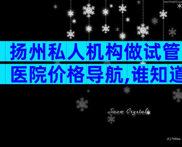 扬州私人机构做试管医院价格导航,谁知道是多少？