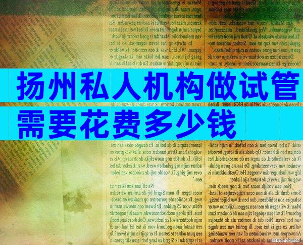 扬州私人机构做试管需要花费多少钱