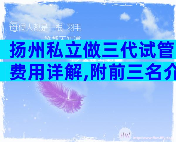 扬州私立做三代试管费用详解,附前三名介绍