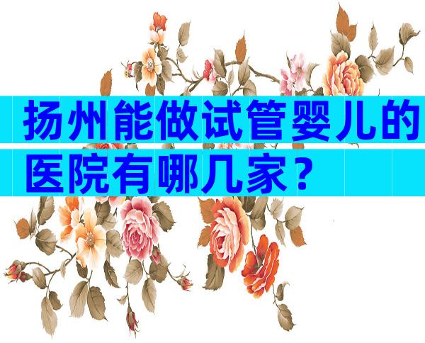 扬州能做试管婴儿的医院有哪几家？